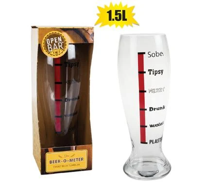 Open Bar Beer Mug Glass Beer-O-Meter 1.5L